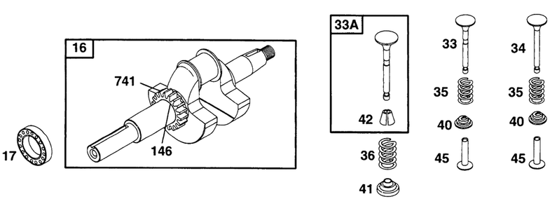 Crankshaft Diagram and Parts List for 190412-6130-XX  Briggs and Stratton Engine